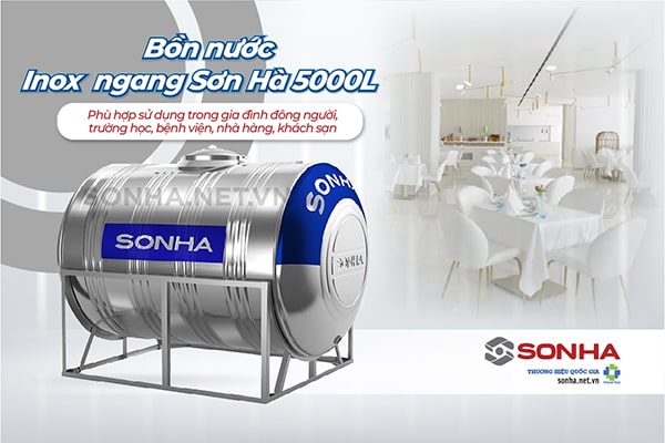 Bồn nước inox nằm Sơn Hà 5000L 