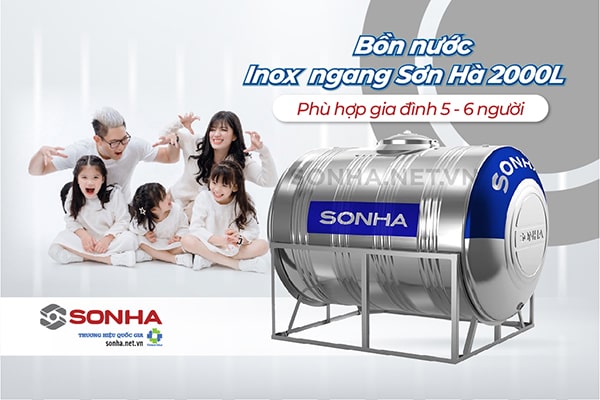 Bồn nước inox ngang Sơn Hà 2000L 