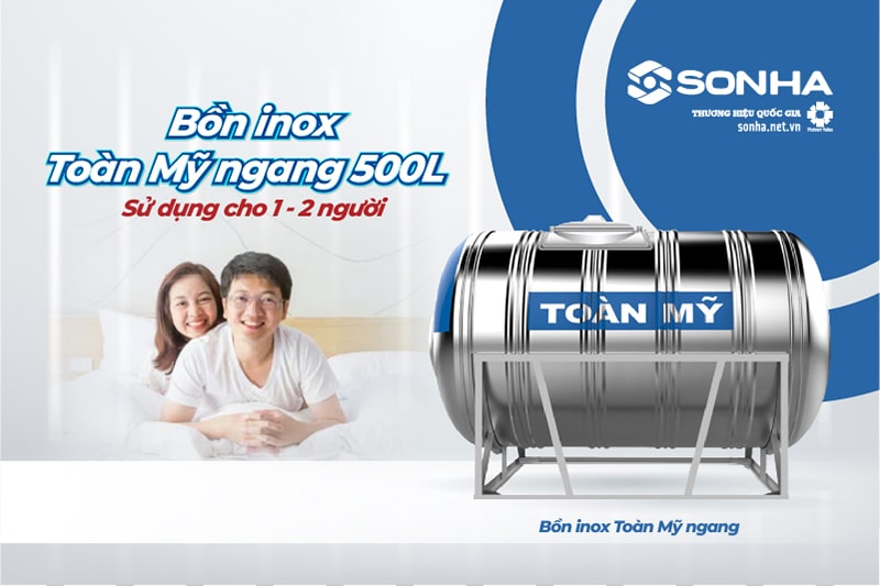 Bồn nước ngang Toàn Mỹ 500L