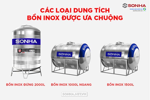 Các loại bồn chứa nước inox Sơn Hà