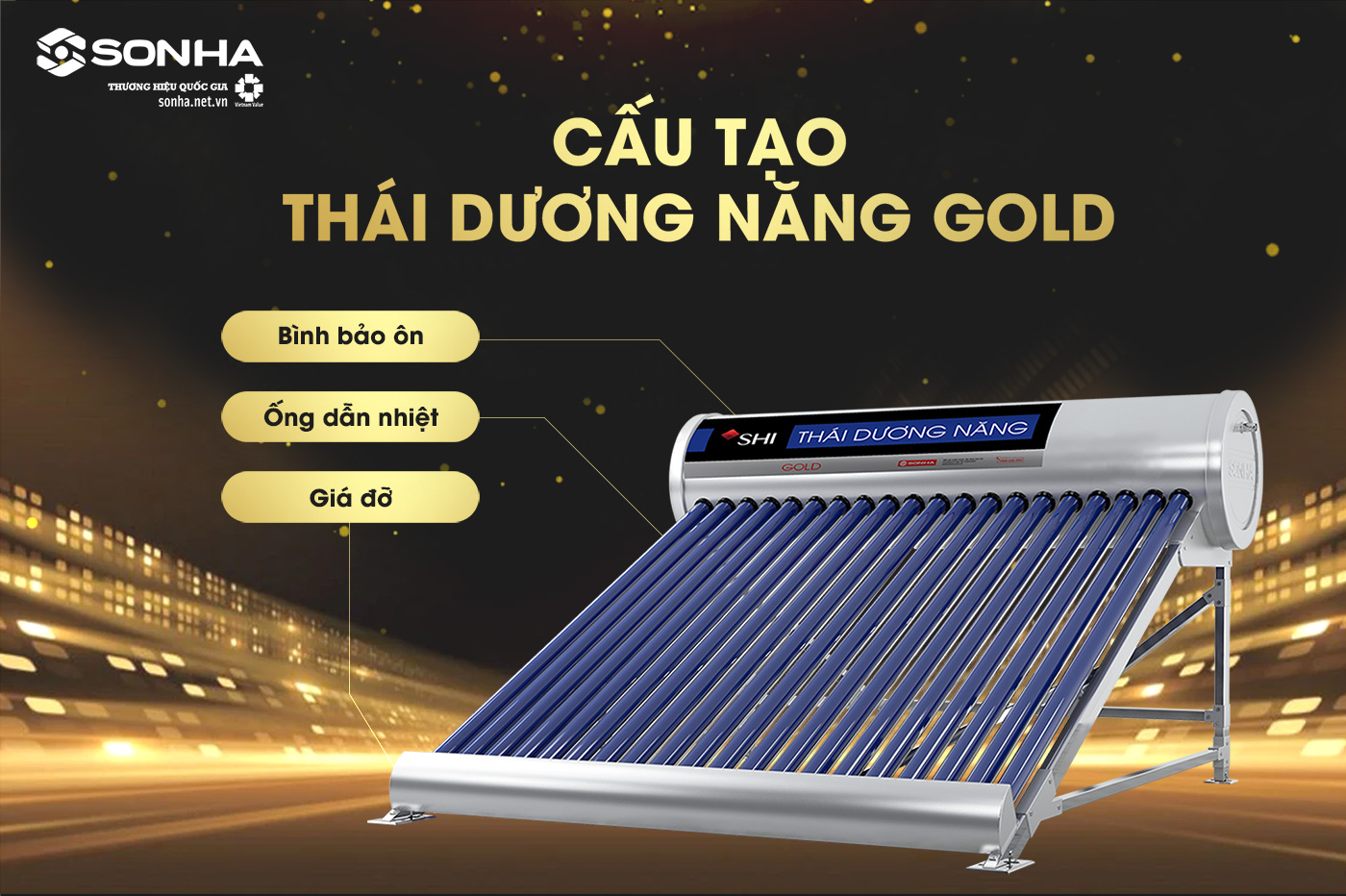 Cấu tạo thái dương năng Sơn Hà Gold