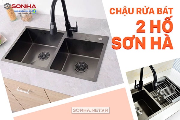 Chậu rửa bát 2 hố Sơn Hà