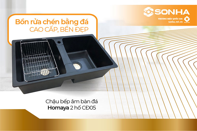 Chậu rửa bát đá Homaya 2 hố CĐ05 880 x 490