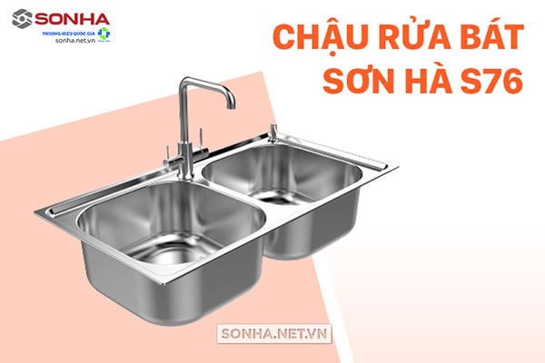 Chậu rửa bát Sơn Hà 2 hố S76