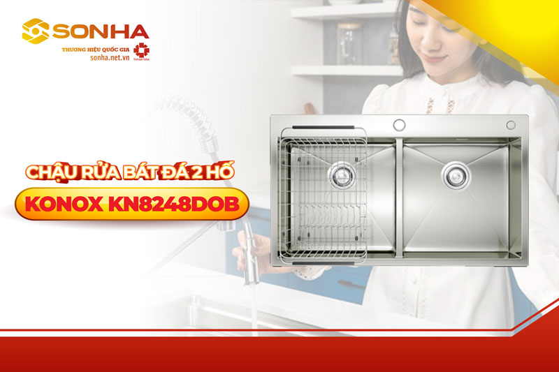 Chậu rửa chén cao cấp nhập khẩu Konox Overmount Sink KN8248DOB