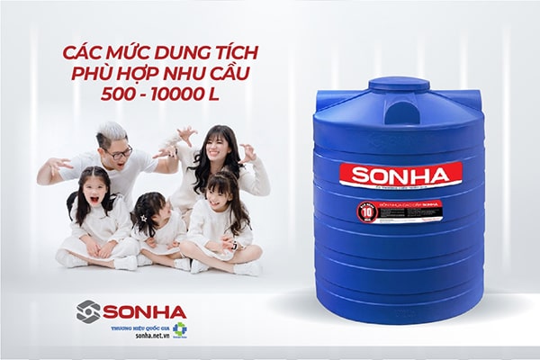 Các dung tích bồn nhựa đứng Sơn Hà 