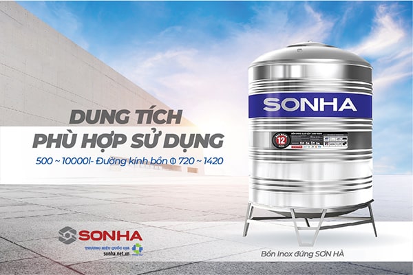 Gợi ý dung tích bồn nước đứng inox Sơn Hà với gia đình