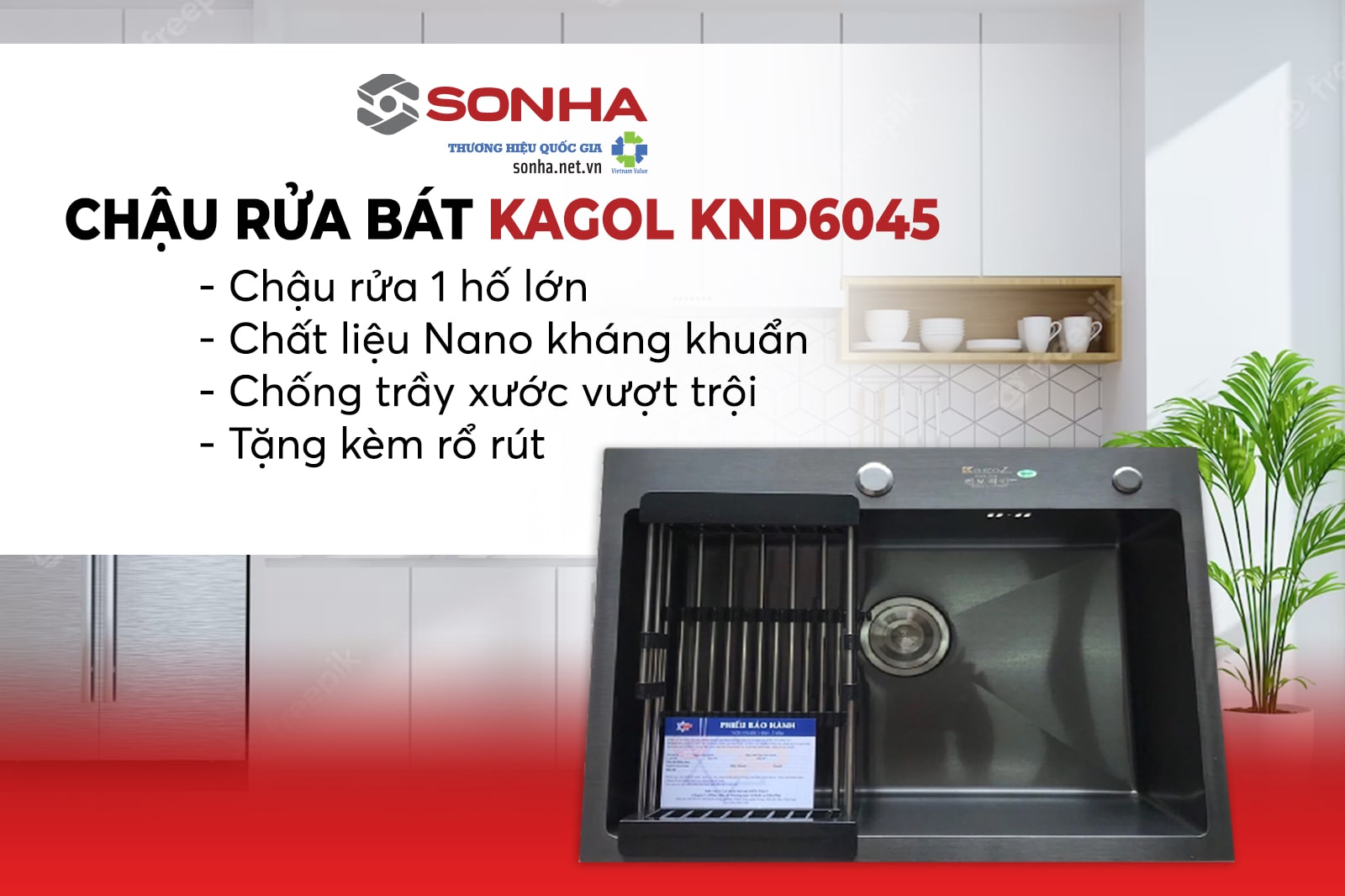 4 ưu thế chậu 1 hố Kagol KND6045 lọt được vào top 5 phân phối chạy