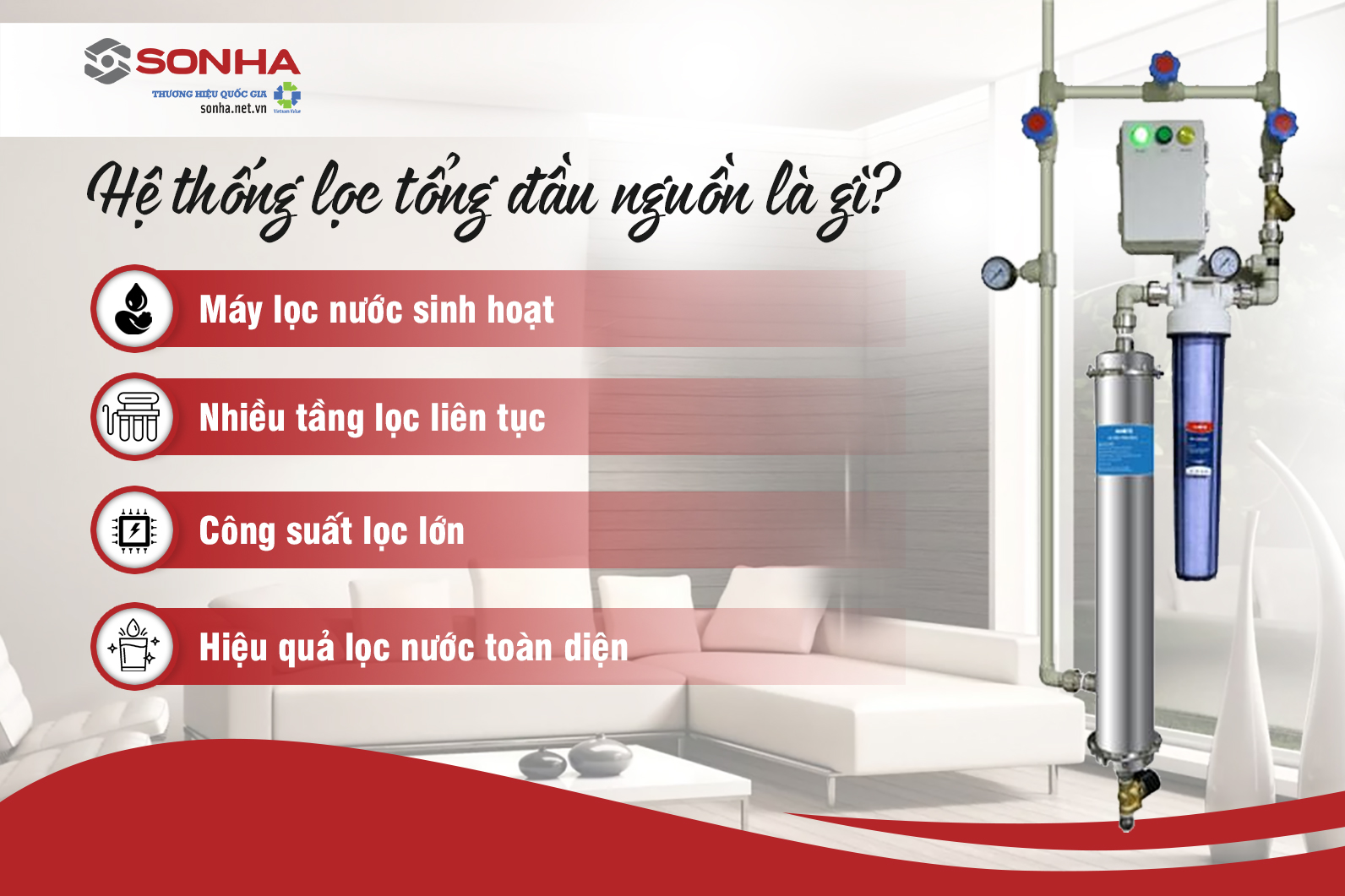 Bộ lọc tổng đầu nguồn là gì? Tìm hiểu chi tiết về thiết bị lọc nước đầu nguồn