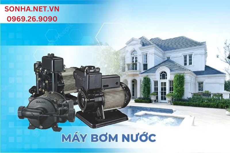 Máy bơm nước là máy thuỷ lực để vận chuyển nước giữa các vị trí, cung cấp nước cho gia đình, nhà máy