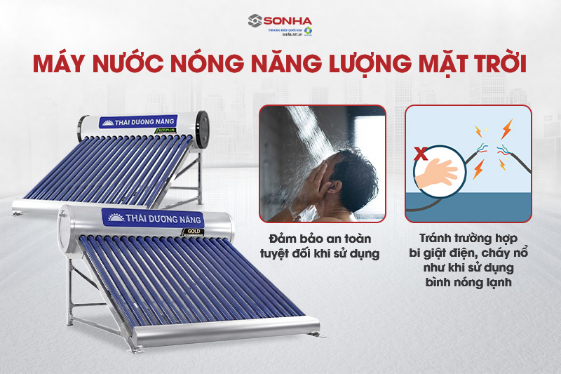 Bình nước nóng năng lượng mặt trời đảm bảo an toàn khi sử dụng