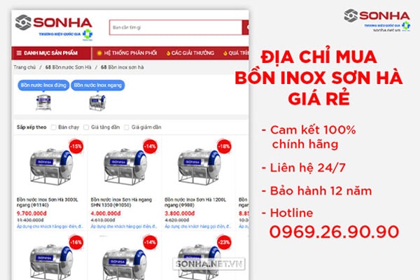 Địa chỉ mua bồn inox Sơn Hà