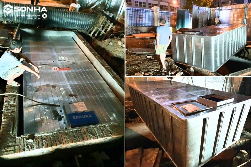 Hình ảnh lắp đặt bể nước chôn ngầm inox Sakura