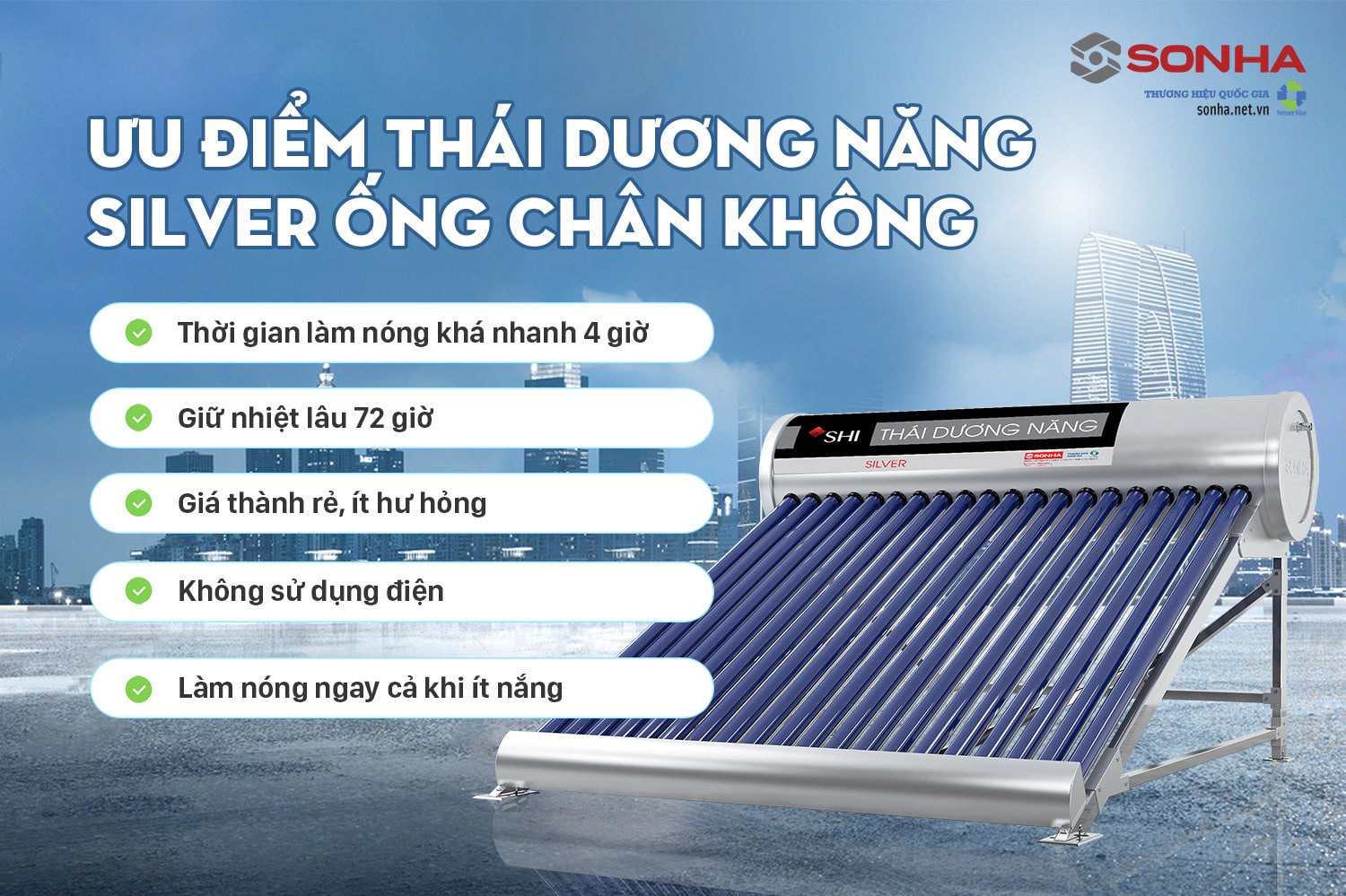 5 ưu điểm vượt trội thái dương năng Silver ống chân không 