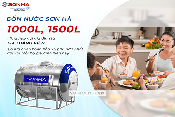 Dung tích bồn nước inox 1000l, 1500l