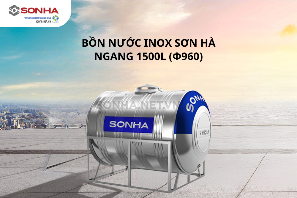 Bồn nước inox Sơn Hà ngang 1500L F960