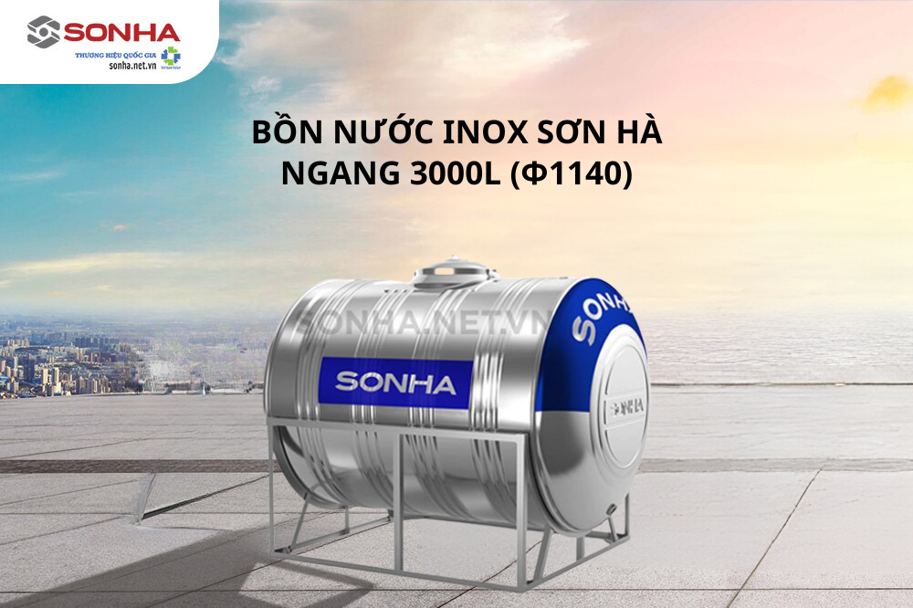 Téc nước Sơn Hà inox 3000L nằm ngang F1140