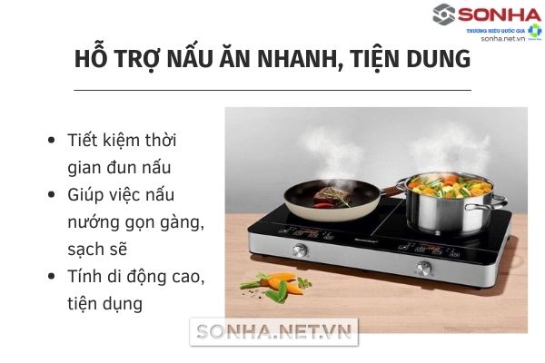 Bếp điện từ dương hỗ trợ nấu ăn nhanh và tiện dụng