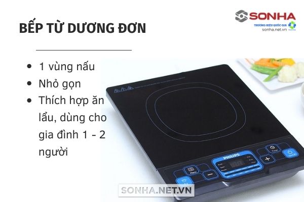 Kiểu dáng bếp điện từ dương đơn