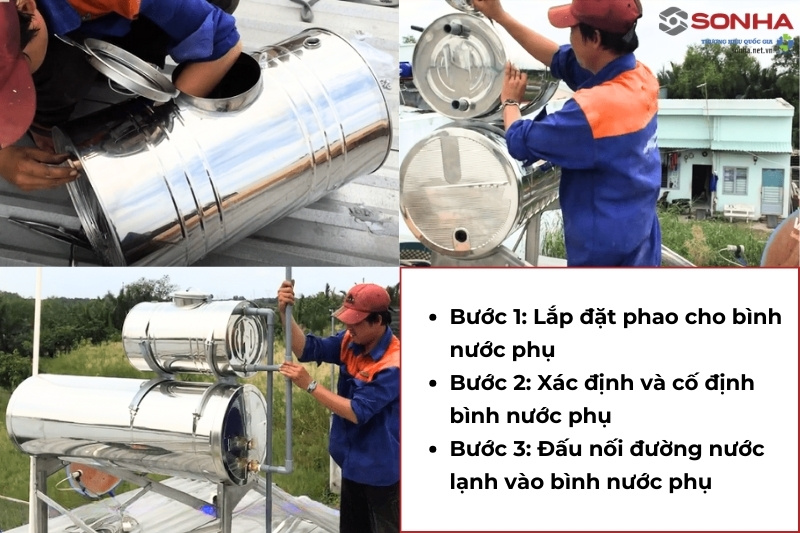 Các bước lắp đặt bồn nước phụ cho máy nước nóng năng lượng mặt trời