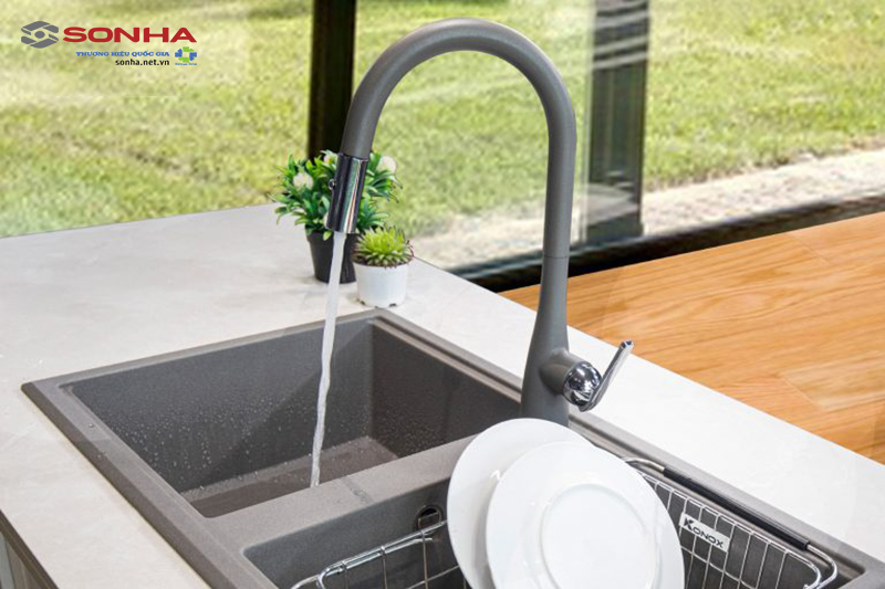 Hình ảnh vòi rửa bát Konox Curva Grey