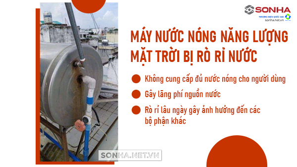 Máy nước nóng năng lượng mặt trời bị rò rỉ nước