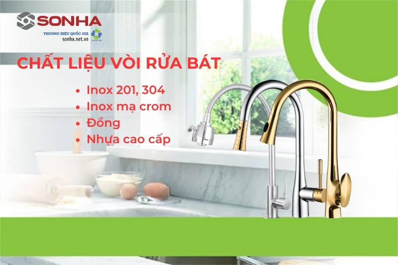 Các chất liệu vòi rửa bát thường được sử dụng nhất hiện nay?