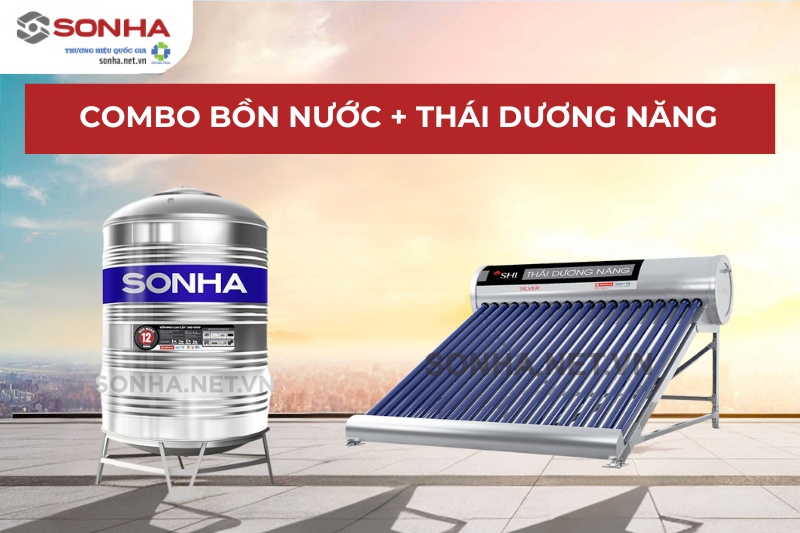 Lắp đặt combo bồn nước và thái dương năng