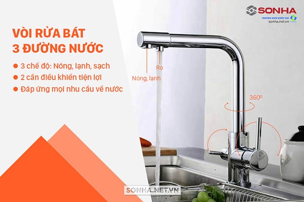 Ưu điểm vòi chậu rửa bát 3 đường nước