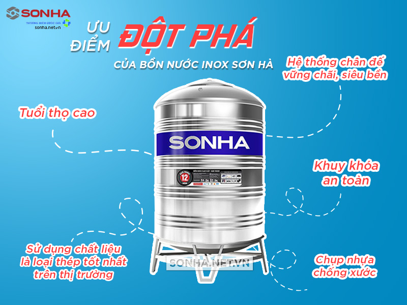 ưu điểm bồn chứa nước inox sơn hà