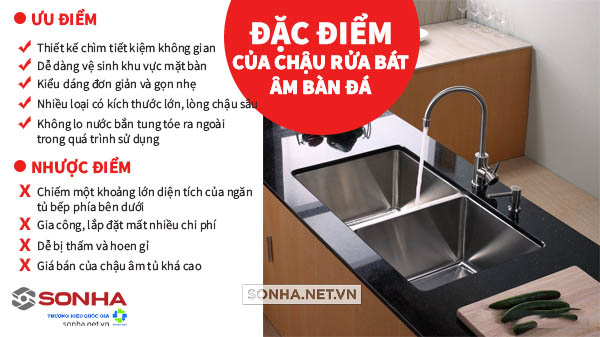 Ưu, nhược điểm chậu rửa bát âm bàn đá