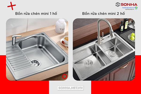 Bồn rửa bát mini được chia làm 2 loại 1 hố và 2 hố