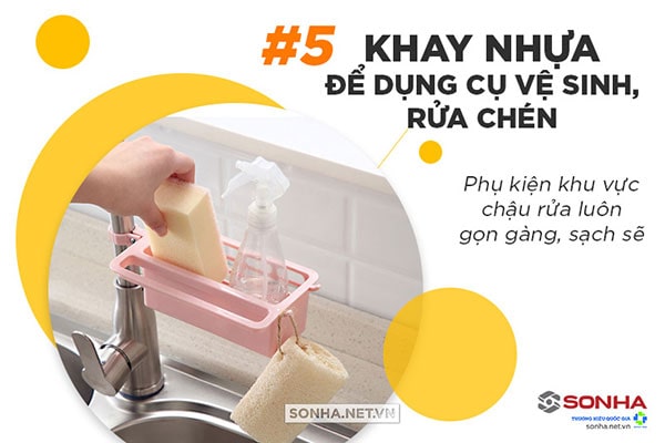 Khay nhựa - Phụ kiện bồn rửa bát giúp cho khu vực chậu rửa luôn sạch sẽ