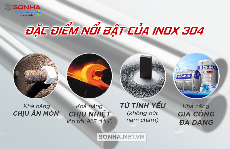 Inox SUS 304 có các đặc điểm nổi bật