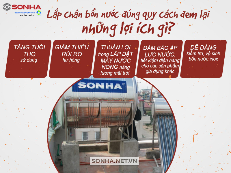 lắp đặt chân đế bồn nước inox đúng cách