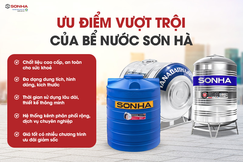 Bồn nước Sơn Hà thắp sáng mái nhà Việt nhờ những ưu điểm vượt trội