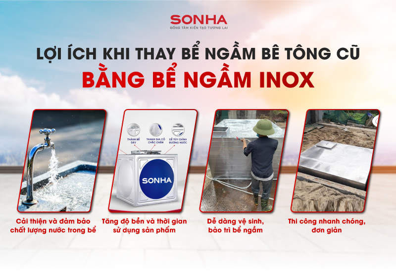 Lợi ích khi thay bể nước ngầm cũ bằng bể ngầm inox