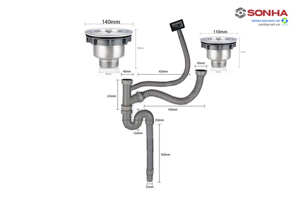 Cách lắp đặt bộ ống thoát nước bồn rửa bát