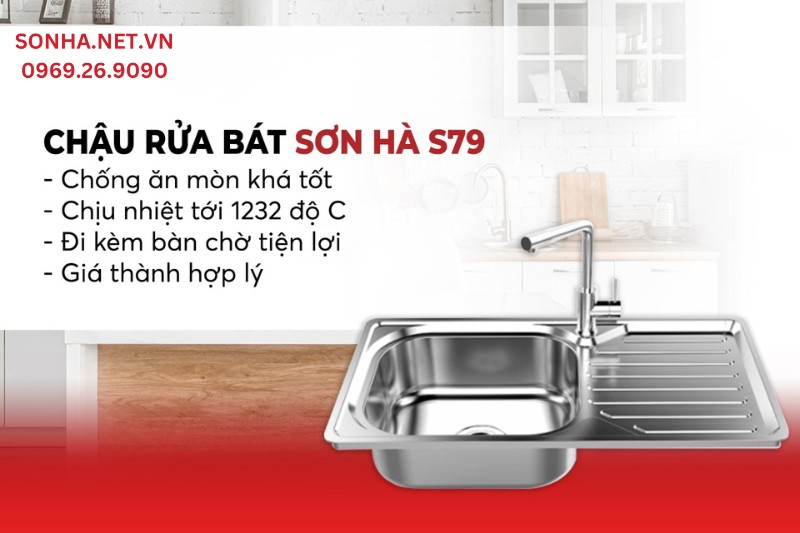 4 ưu điểm chậu rửa chén 1 hộc Sơn Hà S79