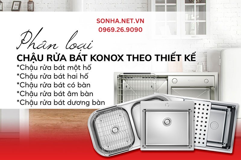 Theo thiết kế chậu rửa bát Konox gồm có 5 loại