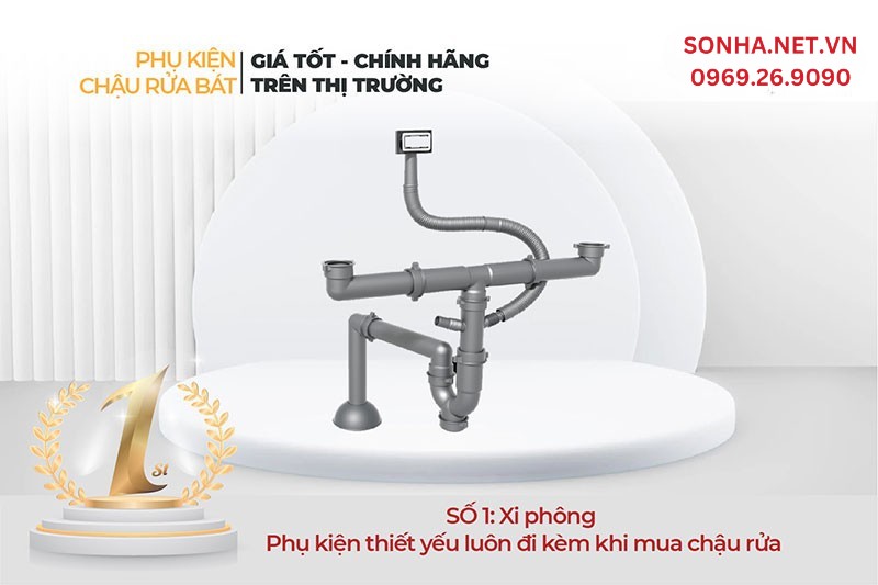 Xi phông chậu rửa bát - Phụ kiện bồn rửa chén thường tặng kèm mua 