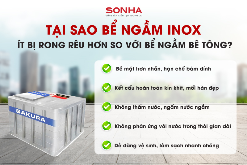 Tại sao bể ngầm inox ít bị rong rêu hơn so với bể ngầm bê tông？
