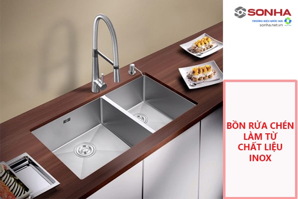 Bồn rửa chén có tủ làm từ chất liệu inox