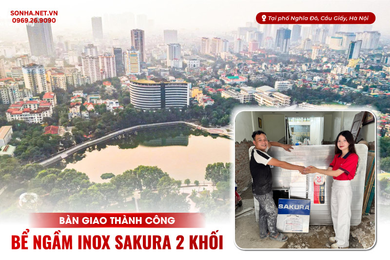 Bàn giao bể ngầm inox Sakura 2 khối cho công trình tại Nghĩa Đô, Hà Nội
