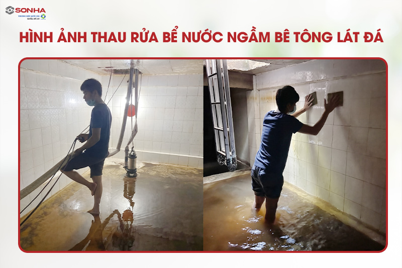 HÌnh ảnh bể ngầm bê tông xây gạch được sử dụng tại các hộ gia đình