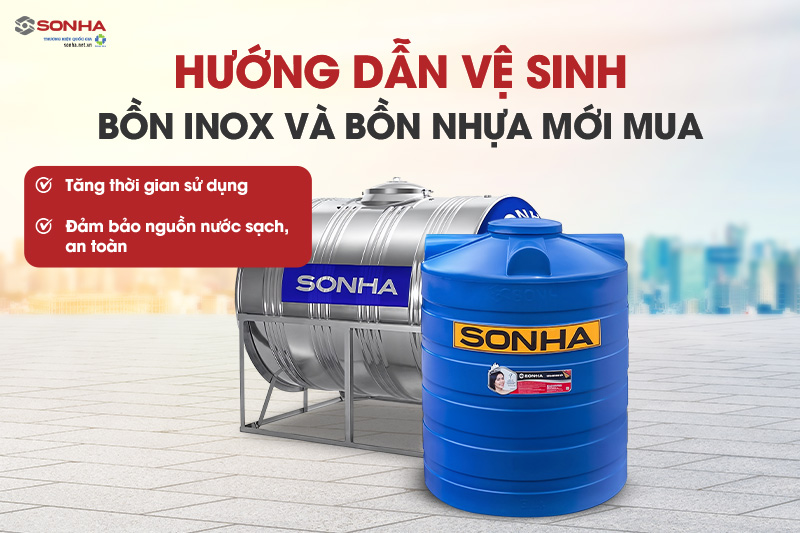 Vệ sinh bồn nước inox và bồn nước nhựa mới