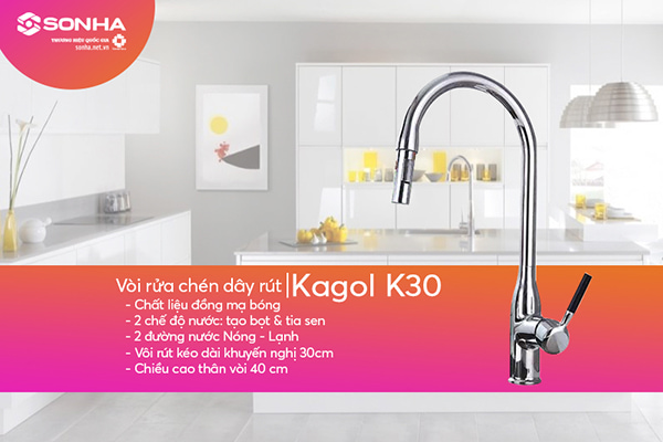 vòi rửa bát dây rút Kagol K30