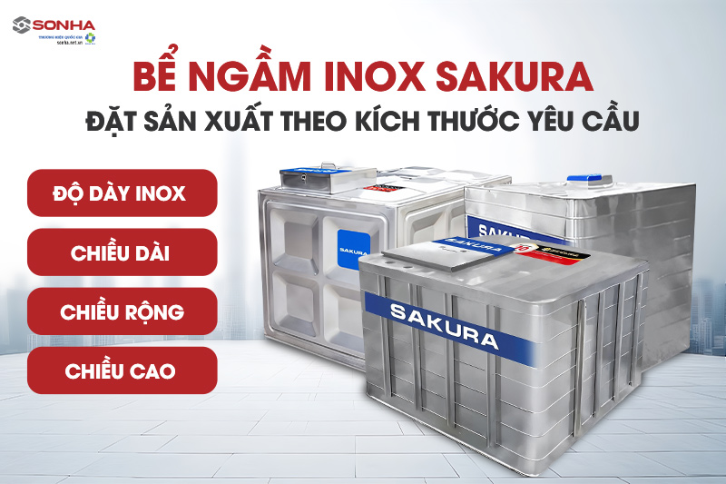 Bể inox ngầm Sakura được đặt sản xuất theo kích thước yêu cầu