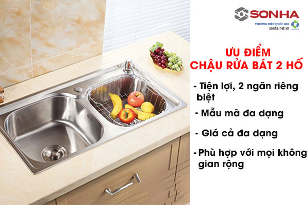 Ưu điểm chậu rửa bát 2 hố
