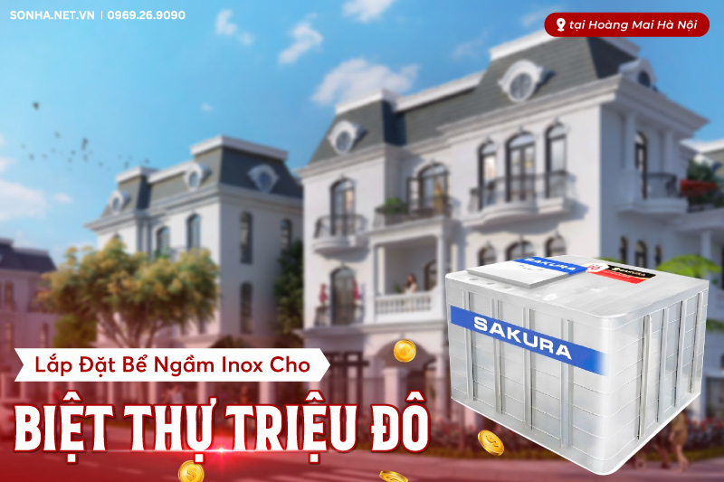 Lắp đặt bể ngầm inox Sakura cho biệt thự liền kề triệu đô tại Hoàng Mai